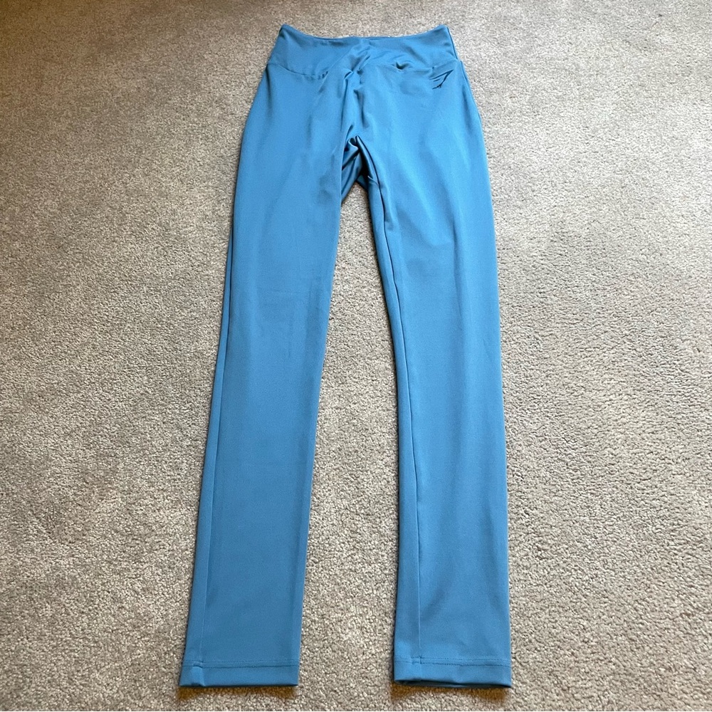 Gymshark GS Power Original Leggings Womens Small Costal Blue High Waisted Logo